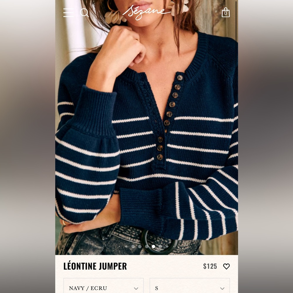 Sezane leontine sweater in navy